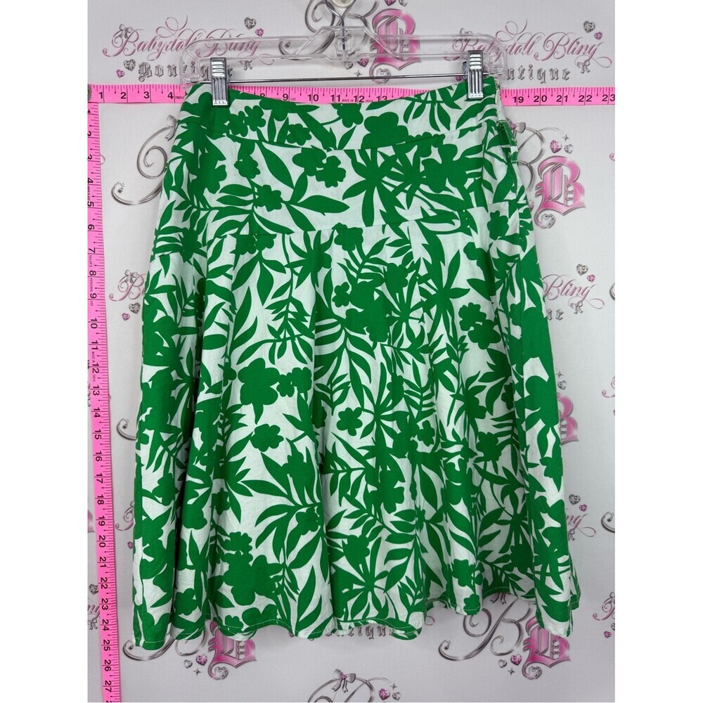 Chado skirt flowers Green and White Floral Skater Skirt